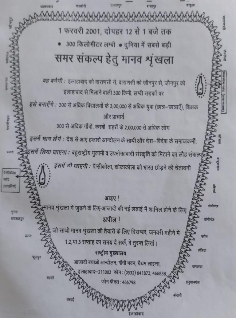 बहुराष्ट्रीय कंपनियों के खिलाफ त्रिकोणीय मानव श्रृंखला